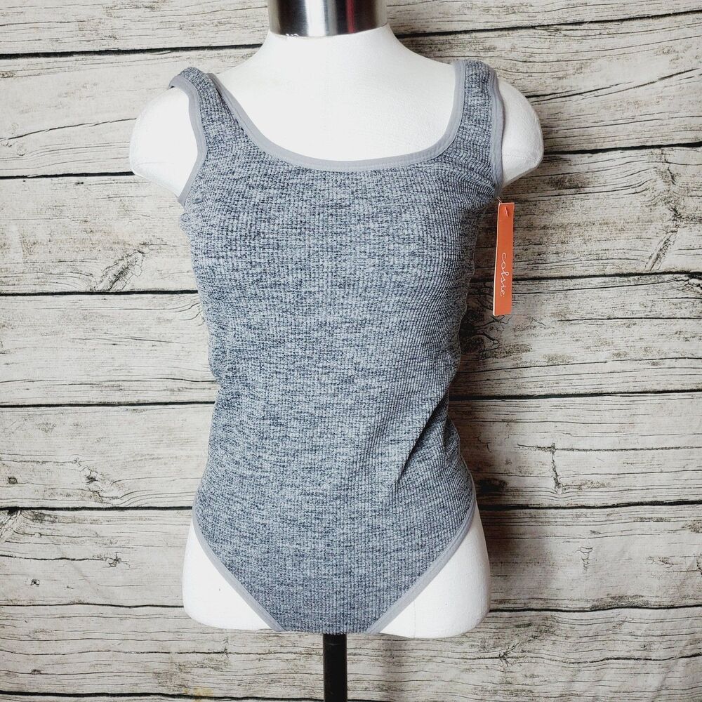 Colsie Ribbed Bodysuit Gray Sz Large NWT